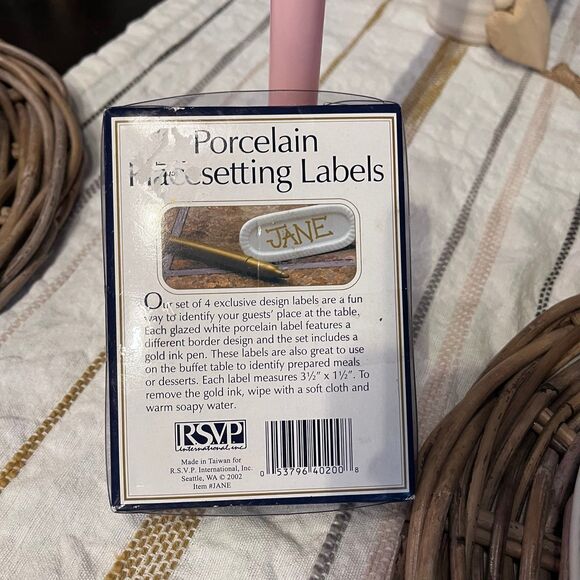 8 white porcelain place setting labels place cards new cottage tablescape - Picture 5 of 5